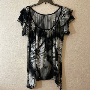 Black & white tie dye pattern blouse XL